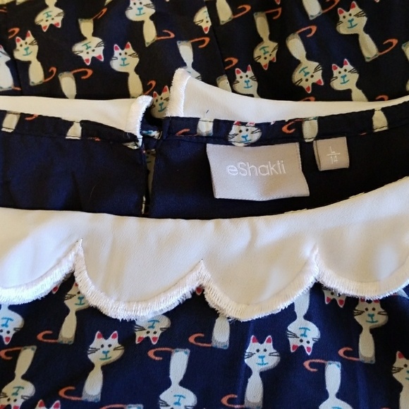 Sold Cat kitten print Peter pan collar dress - Picture 4 of 5